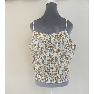 LOFT Outlet Floral Sleeveless Smocked Hem Blouse With Adjustable Straps. Size L